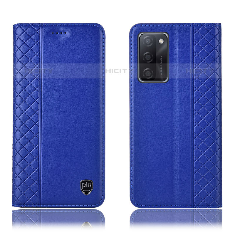 Handytasche Stand Schutzhülle Flip Leder Hülle H11P für Oppo A55S 5G Blau Plus