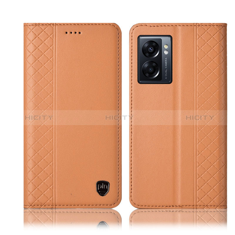 Handytasche Stand Schutzhülle Flip Leder Hülle H11P für Oppo A56S 5G Orange Plus