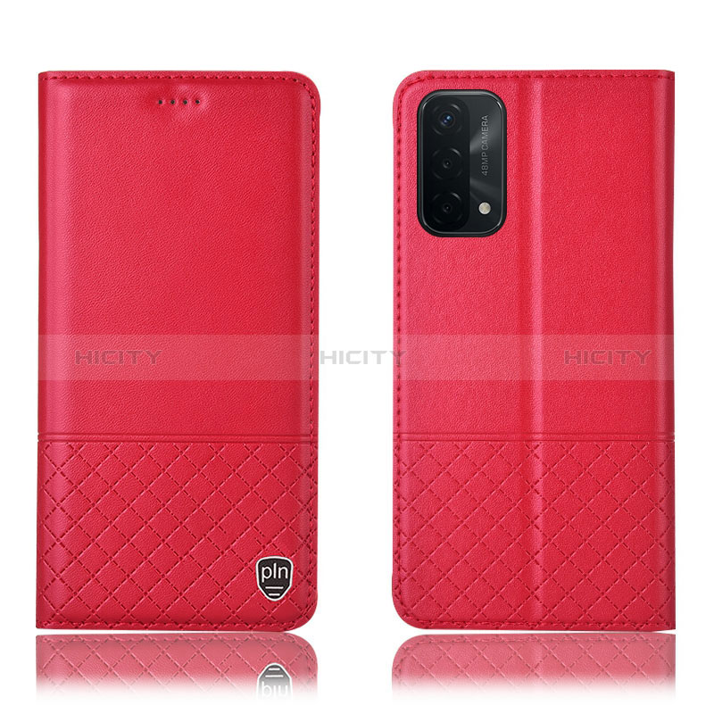 Handytasche Stand Schutzhülle Flip Leder Hülle H11P für Oppo A74 5G Rot