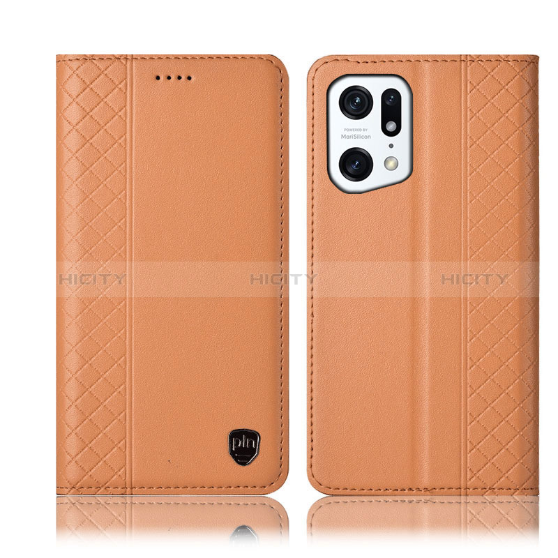 Handytasche Stand Schutzhülle Flip Leder Hülle H11P für Oppo Find X5 5G Orange Plus