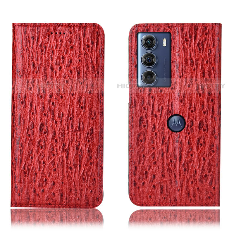 Handytasche Stand Schutzhülle Flip Leder Hülle H15P für Motorola Moto G200 5G Rot