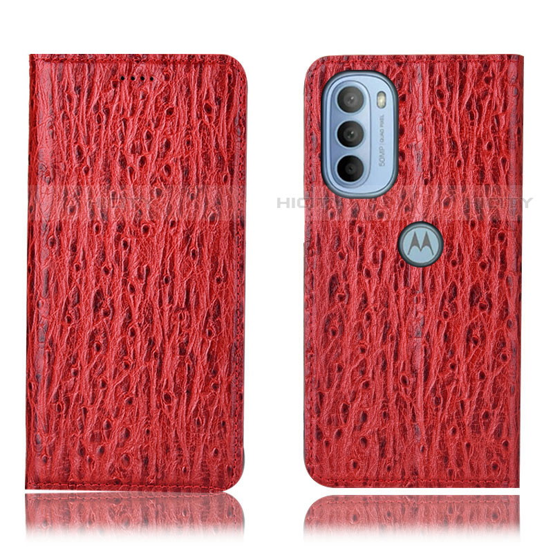 Handytasche Stand Schutzhülle Flip Leder Hülle H15P für Motorola Moto G31 Rot Plus