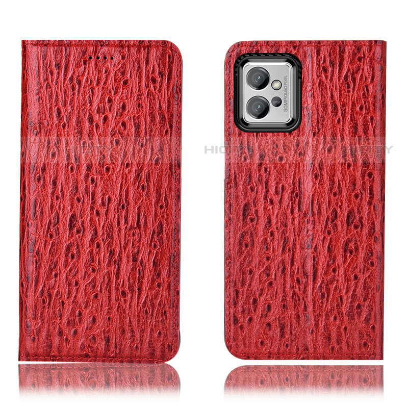 Handytasche Stand Schutzhülle Flip Leder Hülle H15P für Motorola Moto G32 Rot