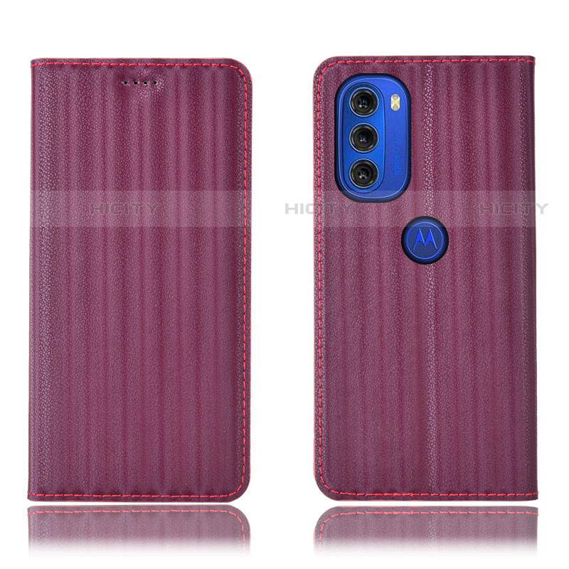 Handytasche Stand Schutzhülle Flip Leder Hülle H15P für Motorola Moto G51 5G Violett