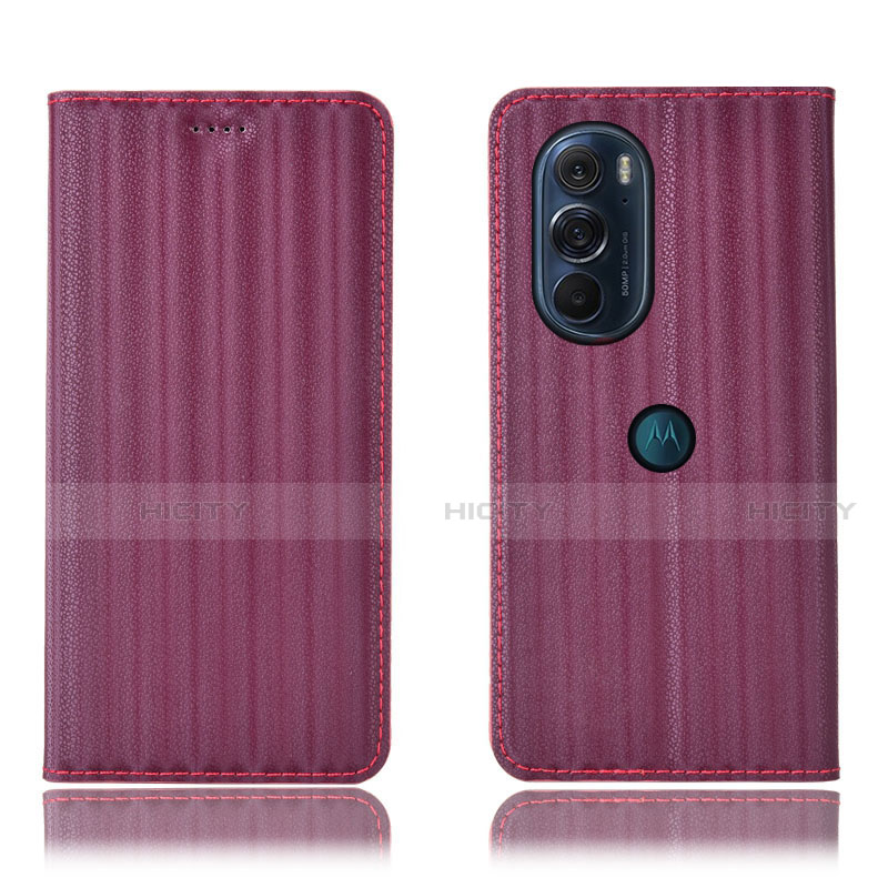 Handytasche Stand Schutzhülle Flip Leder Hülle H16P für Motorola Moto Edge 30 Pro 5G Violett