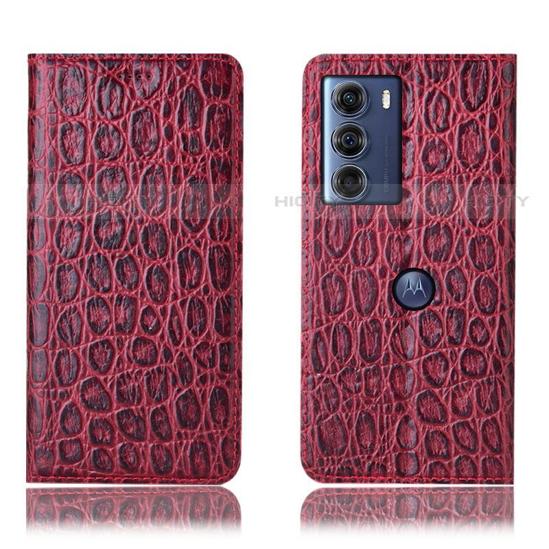 Handytasche Stand Schutzhülle Flip Leder Hülle H16P für Motorola Moto G200 5G Rot