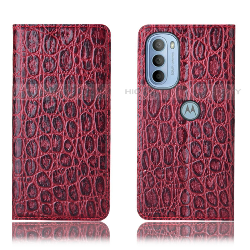 Handytasche Stand Schutzhülle Flip Leder Hülle H16P für Motorola Moto G31 Rot