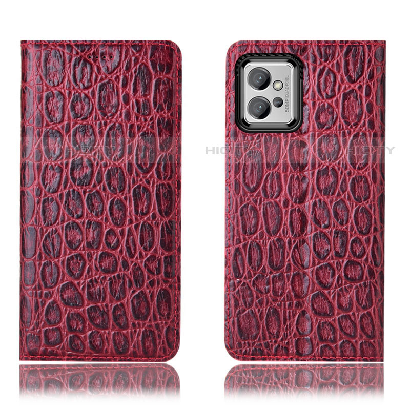 Handytasche Stand Schutzhülle Flip Leder Hülle H16P für Motorola Moto G32 Rot