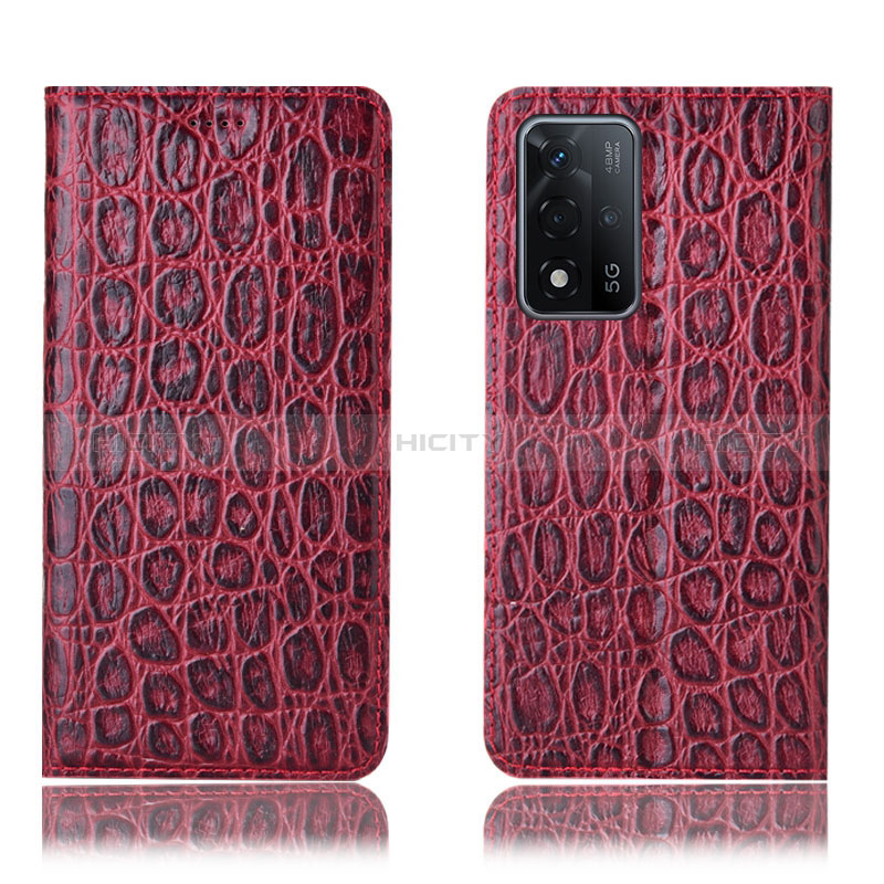 Handytasche Stand Schutzhülle Flip Leder Hülle H16P für Oppo A93s 5G Rot Plus