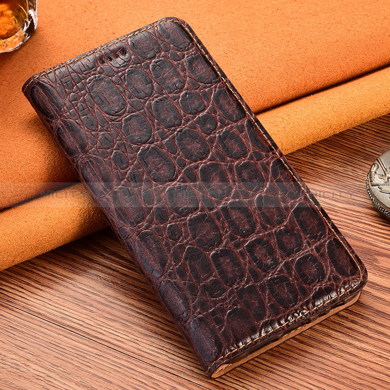 Handytasche Stand Schutzhülle Flip Leder Hülle H16P für Xiaomi Redmi Note 9 4G Braun