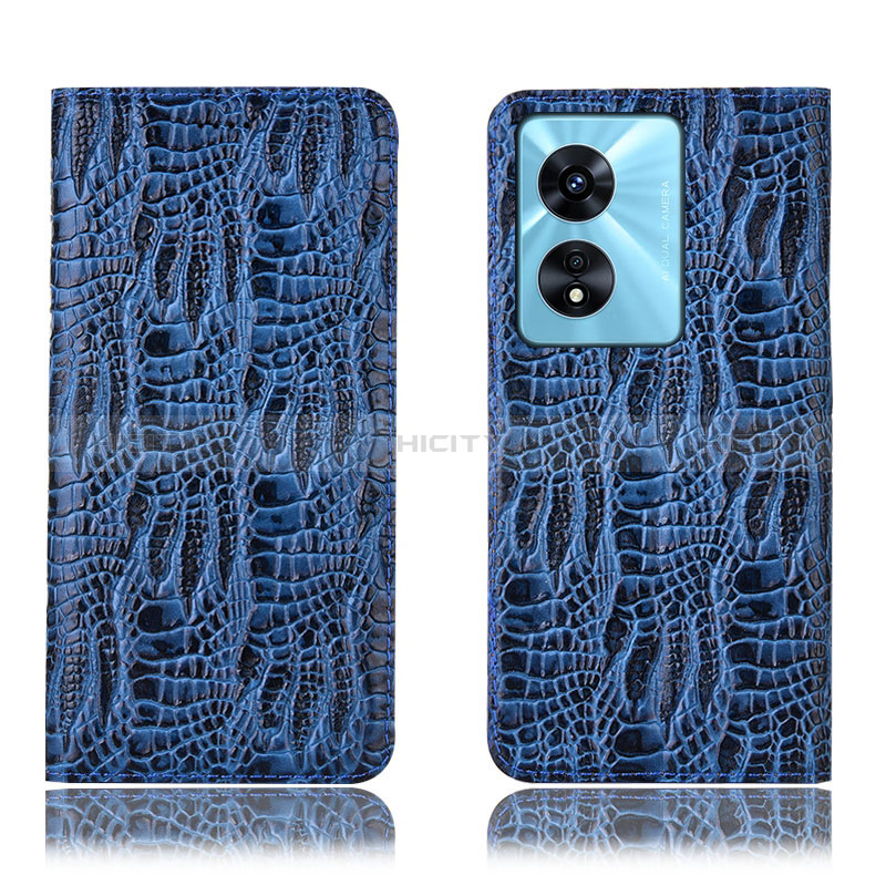 Handytasche Stand Schutzhülle Flip Leder Hülle H17P für Oppo A18 Blau