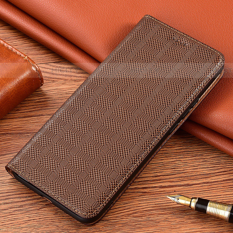 Handytasche Stand Schutzhülle Flip Leder Hülle H17P für Samsung Galaxy A03s Braun