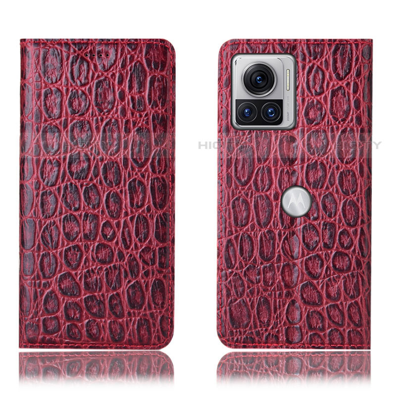 Handytasche Stand Schutzhülle Flip Leder Hülle H18P für Motorola Moto Edge X30 Pro 5G Rot