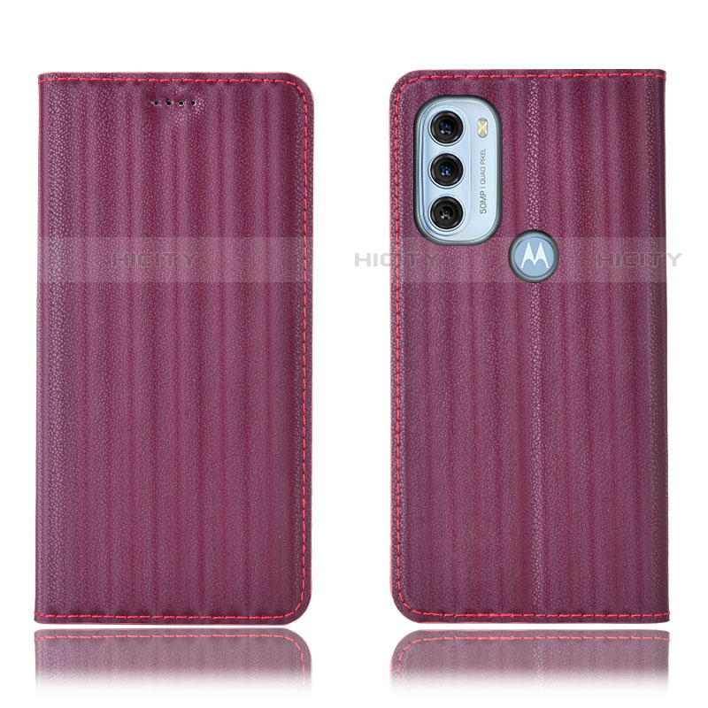 Handytasche Stand Schutzhülle Flip Leder Hülle H18P für Motorola Moto G71 5G Violett Plus