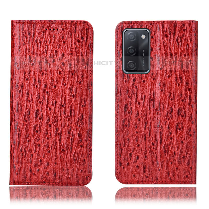 Handytasche Stand Schutzhülle Flip Leder Hülle H18P für Oppo A55S 5G Rot