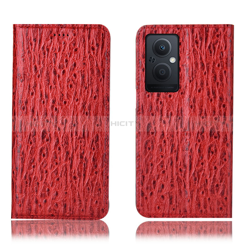 Handytasche Stand Schutzhülle Flip Leder Hülle H18P für Oppo A96 5G Rot Plus