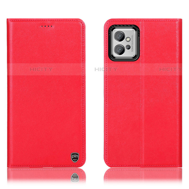 Handytasche Stand Schutzhülle Flip Leder Hülle H21P für Motorola Moto G32 Rot