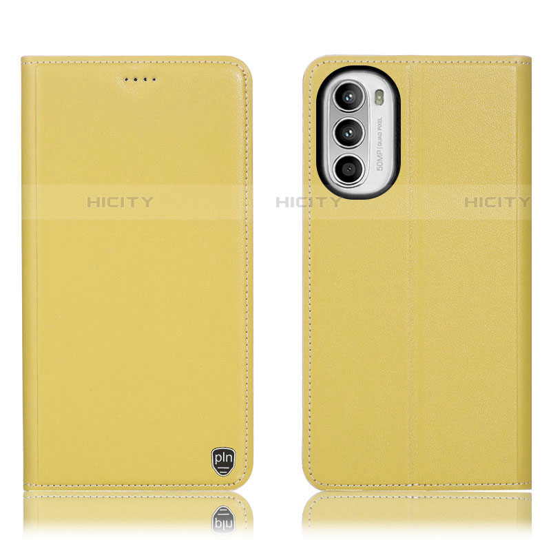 Handytasche Stand Schutzhülle Flip Leder Hülle H21P für Motorola Moto G71s 5G Gelb