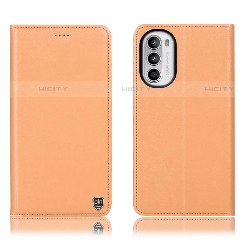 Handytasche Stand Schutzhülle Flip Leder Hülle H21P für Motorola Moto G82 5G Orange