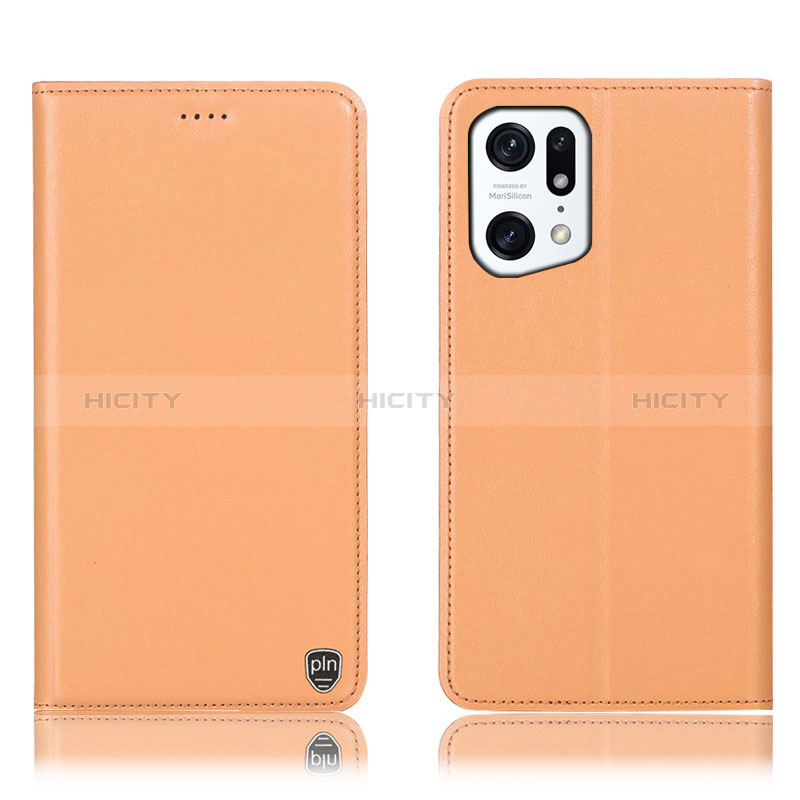 Handytasche Stand Schutzhülle Flip Leder Hülle H21P für Oppo Find X5 5G Orange