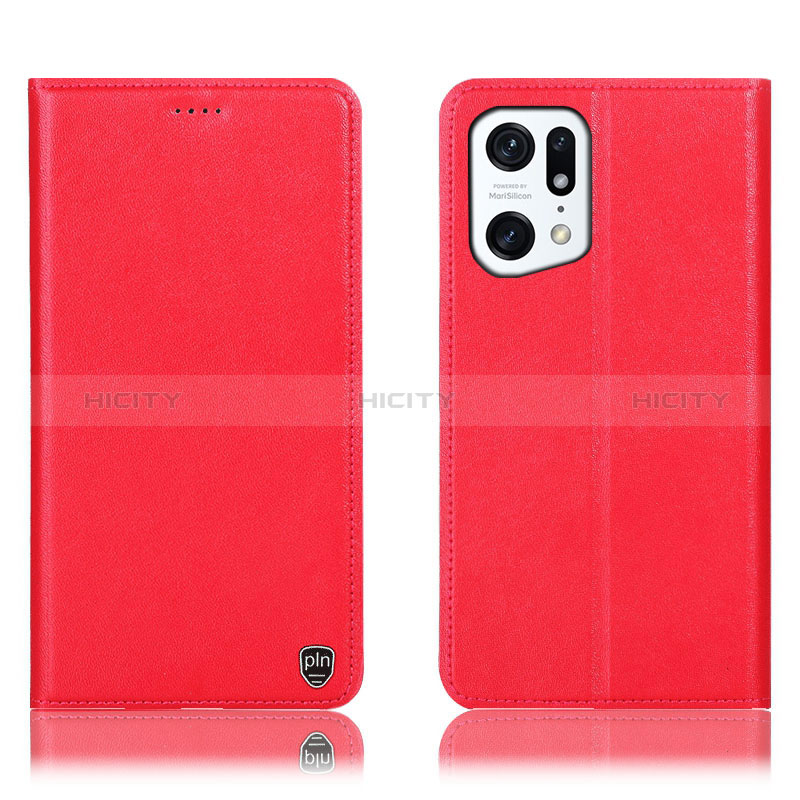 Handytasche Stand Schutzhülle Flip Leder Hülle H21P für Oppo Find X5 5G Rot