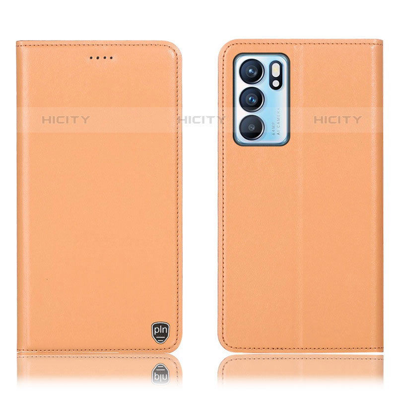 Handytasche Stand Schutzhülle Flip Leder Hülle H21P für Oppo Reno6 5G Orange