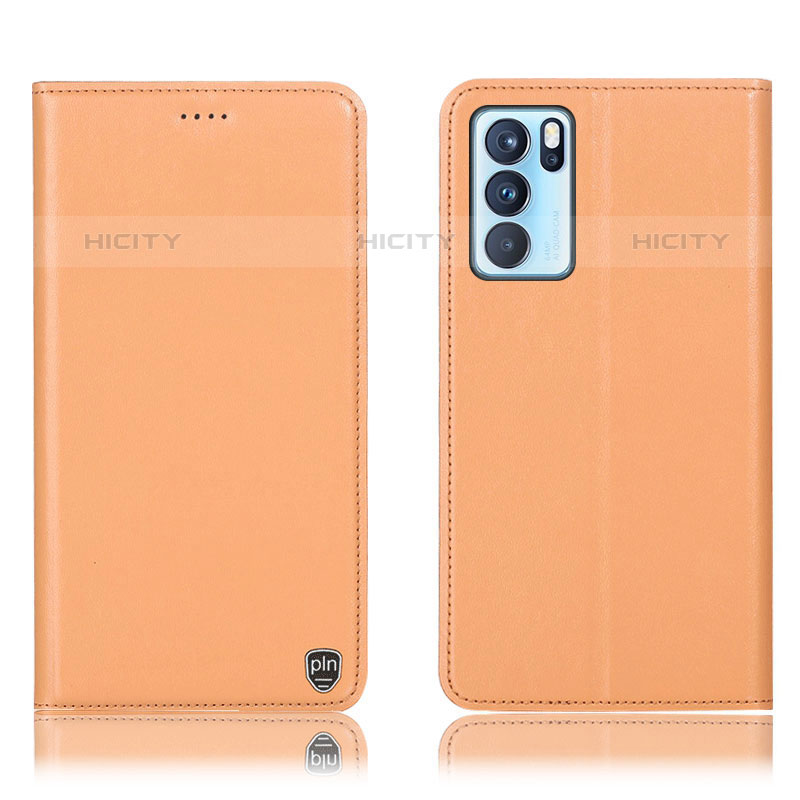 Handytasche Stand Schutzhülle Flip Leder Hülle H21P für Oppo Reno6 Pro 5G India Orange Plus