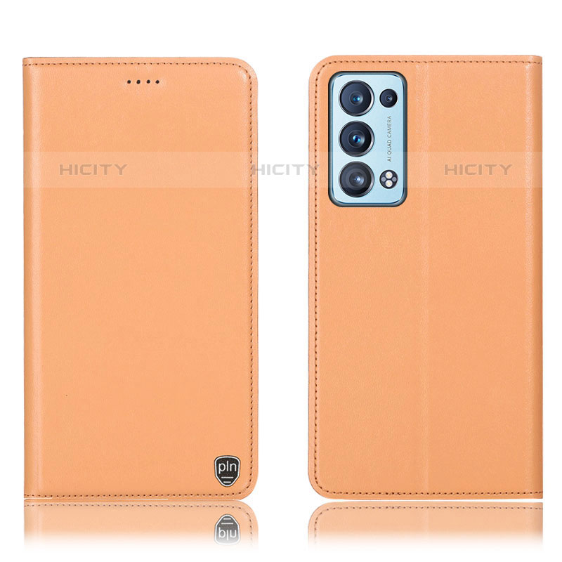 Handytasche Stand Schutzhülle Flip Leder Hülle H21P für Oppo Reno6 Pro+ Plus 5G Orange Plus