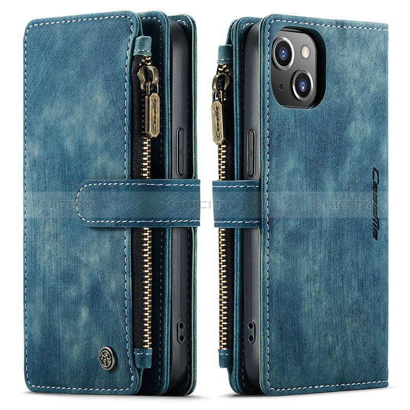 Handytasche Stand Schutzhülle Flip Leder Hülle H28 für Apple iPhone 15 Blau