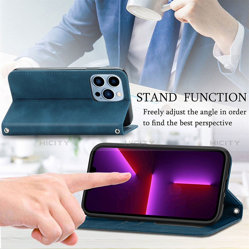 Handytasche Stand Schutzhülle Flip Leder Hülle H30 für Apple iPhone 13 Pro Max groß