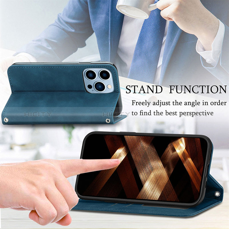 Handytasche Stand Schutzhülle Flip Leder Hülle H30 für Apple iPhone 14 Pro groß