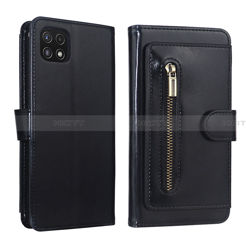 Handytasche Stand Schutzhülle Flip Leder Hülle JDK für Samsung Galaxy A22 5G Schwarz Plus