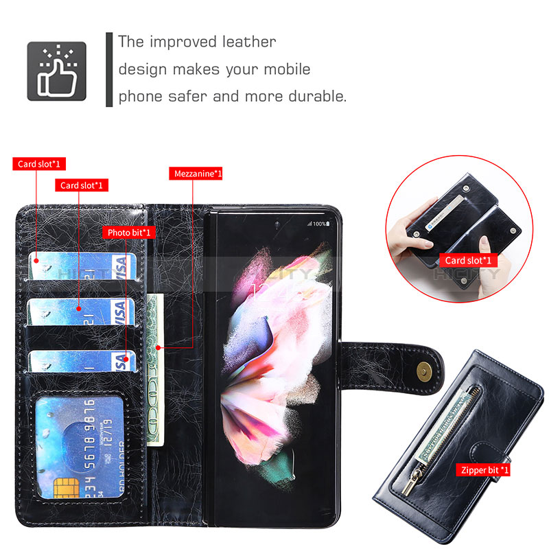 Handytasche Stand Schutzhülle Flip Leder Hülle JDK für Samsung Galaxy Z Fold3 5G