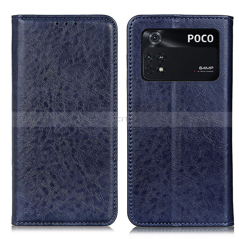 Handytasche Stand Schutzhülle Flip Leder Hülle K01Z für Xiaomi Poco M4 Pro 4G Blau