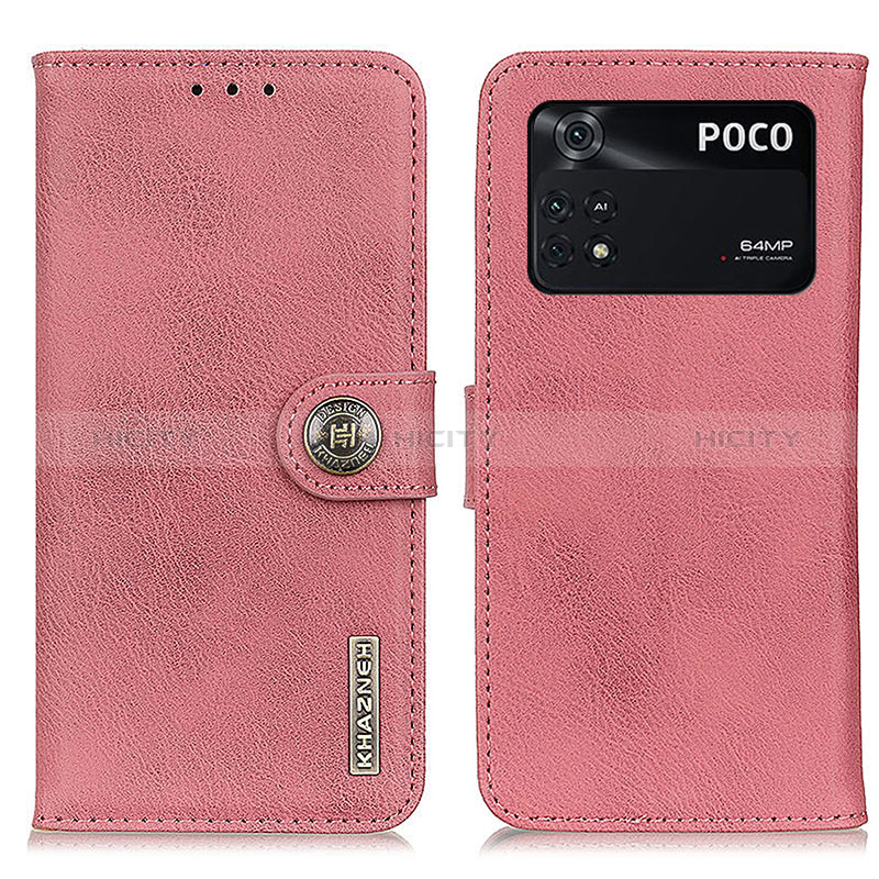 Handytasche Stand Schutzhülle Flip Leder Hülle K02Z für Xiaomi Poco M4 Pro 4G Rosa