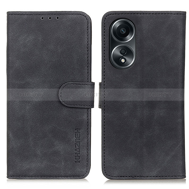 Handytasche Stand Schutzhülle Flip Leder Hülle K03Z für Oppo A18 Schwarz