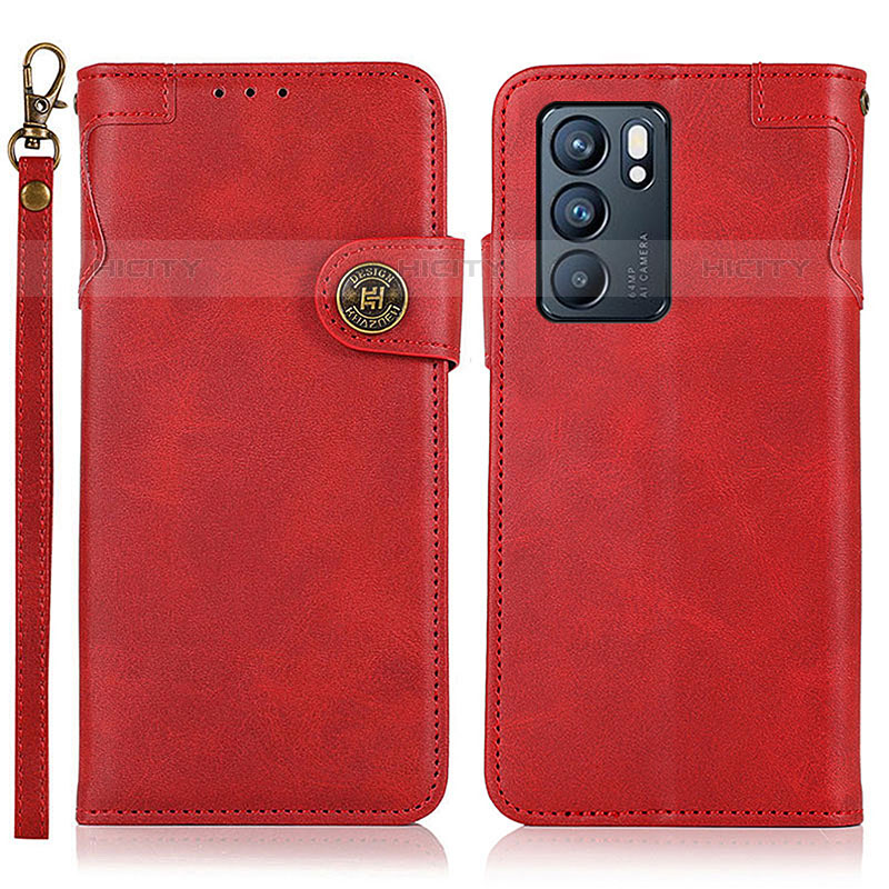 Handytasche Stand Schutzhülle Flip Leder Hülle K03Z für Oppo Reno6 5G Rot