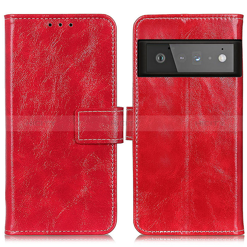 Handytasche Stand Schutzhülle Flip Leder Hülle K04Z für Google Pixel 6 Pro 5G Rot Plus