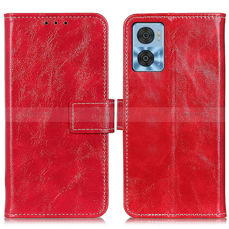 Handytasche Stand Schutzhülle Flip Leder Hülle K04Z für Motorola Moto E22 Rot