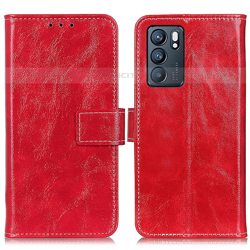 Handytasche Stand Schutzhülle Flip Leder Hülle K04Z für Oppo Reno6 5G Rot