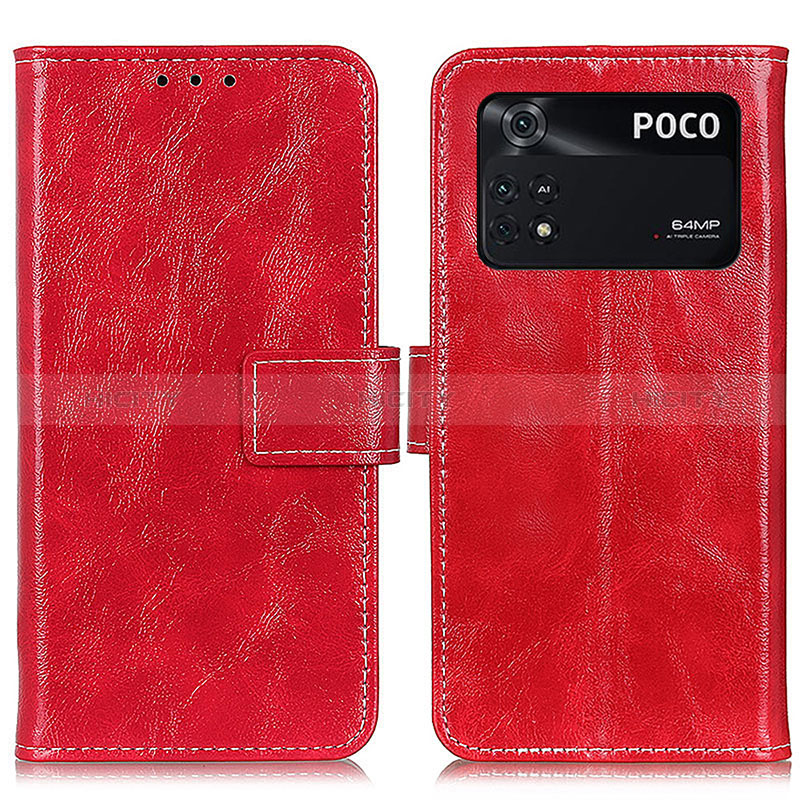 Handytasche Stand Schutzhülle Flip Leder Hülle K04Z für Xiaomi Poco M4 Pro 4G Rot