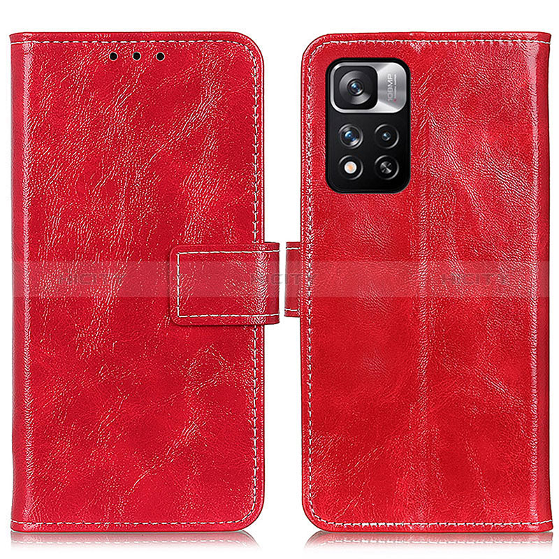 Handytasche Stand Schutzhülle Flip Leder Hülle K04Z für Xiaomi Redmi Note 11 Pro+ Plus 5G Rot Plus