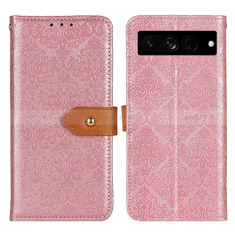 Handytasche Stand Schutzhülle Flip Leder Hülle K05Z für Google Pixel 7 Pro 5G Rosa Plus