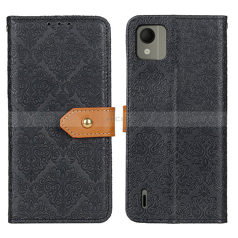 Handytasche Stand Schutzhülle Flip Leder Hülle K05Z für Nokia C110 Schwarz Plus