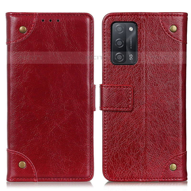 Handytasche Stand Schutzhülle Flip Leder Hülle K06Z für Oppo A53s 5G Rot Plus