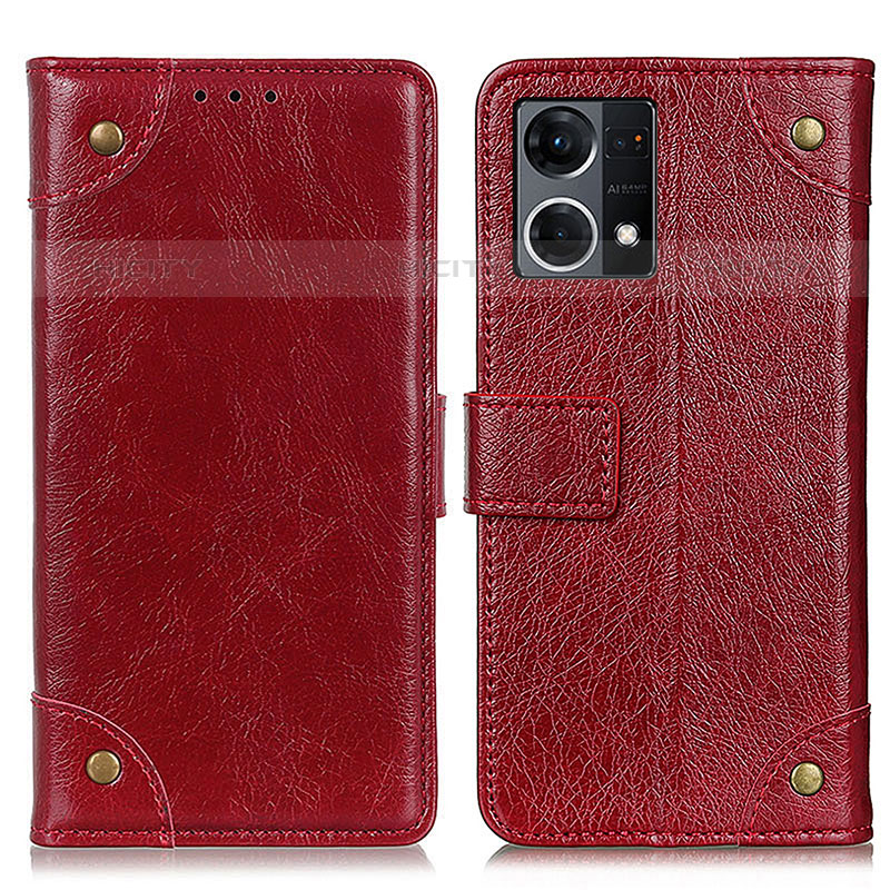 Handytasche Stand Schutzhülle Flip Leder Hülle K06Z für Oppo F21 Pro 4G Rot Plus