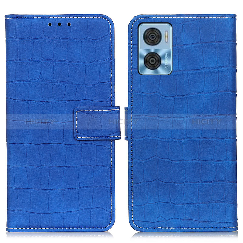 Handytasche Stand Schutzhülle Flip Leder Hülle K07Z für Motorola Moto E22 Blau