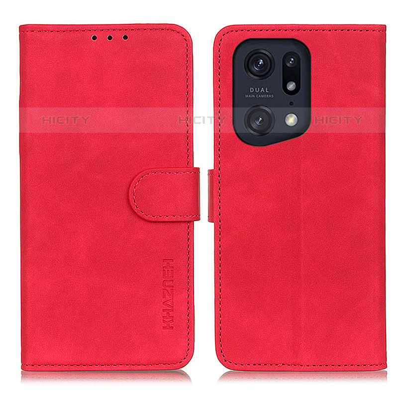 Handytasche Stand Schutzhülle Flip Leder Hülle K09Z für Oppo Find X5 Pro 5G Rot Plus