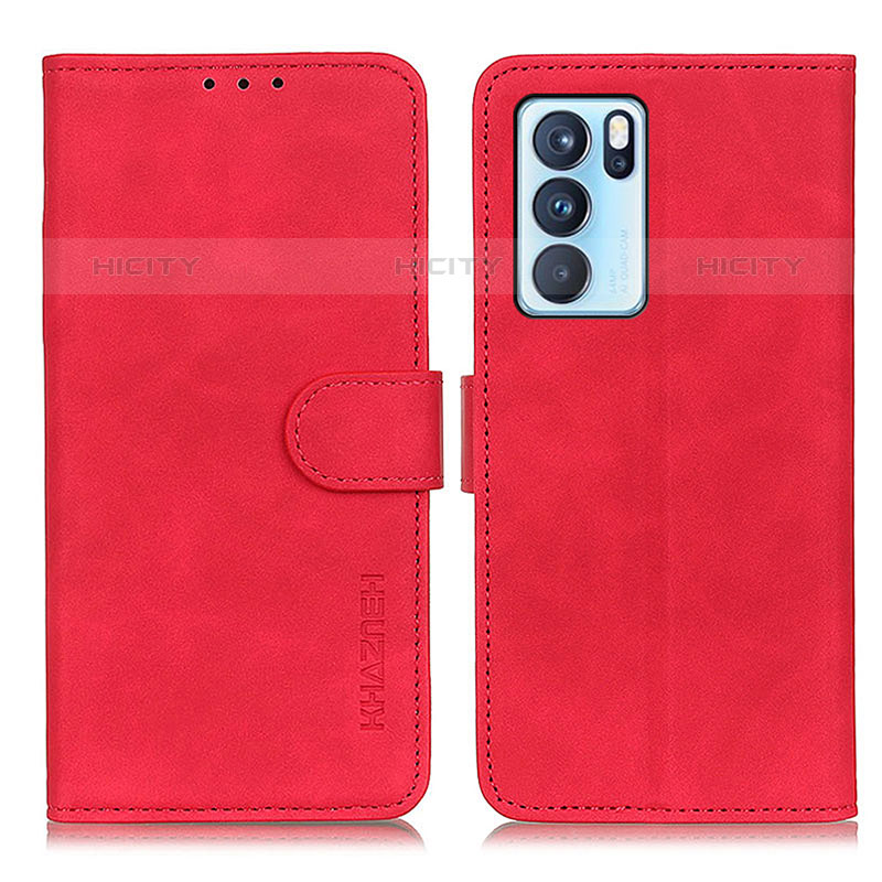 Handytasche Stand Schutzhülle Flip Leder Hülle K09Z für Oppo Reno6 Pro 5G India Rot Plus