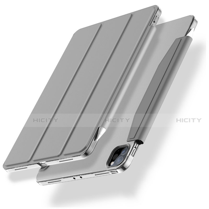 Handytasche Stand Schutzhülle Flip Leder Hülle L01 für Apple iPad Pro 12.9 (2021) Silber